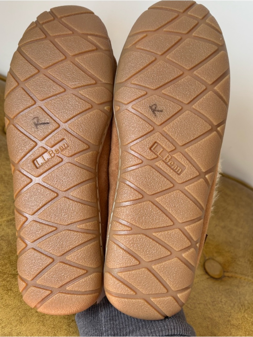 L.L. Bean Men’s Wicked Good Moccasins – Brown Suede Shearling Slipper – Size 7M - Picture 7 of 11